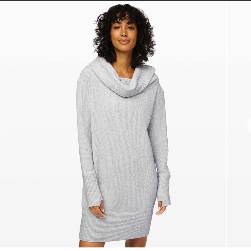 lululemon Light Grey Cowl Neck Sweater Dress